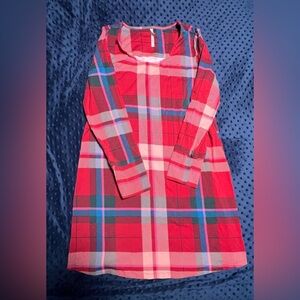 Soma Red Plaid Pajama Dress